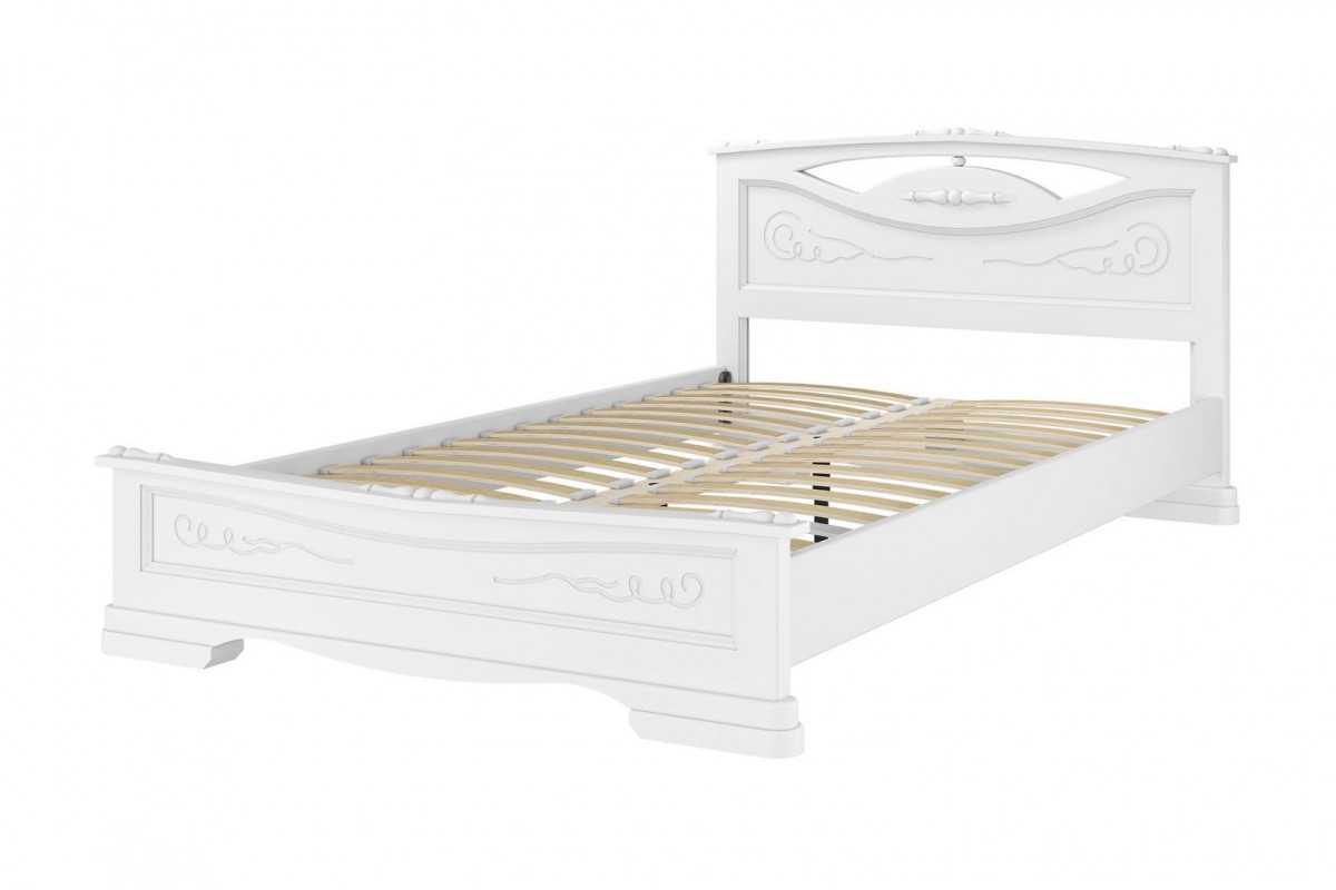 Кровать Елена-3 160х200 белая (массив сосны) с основанием — уценка 