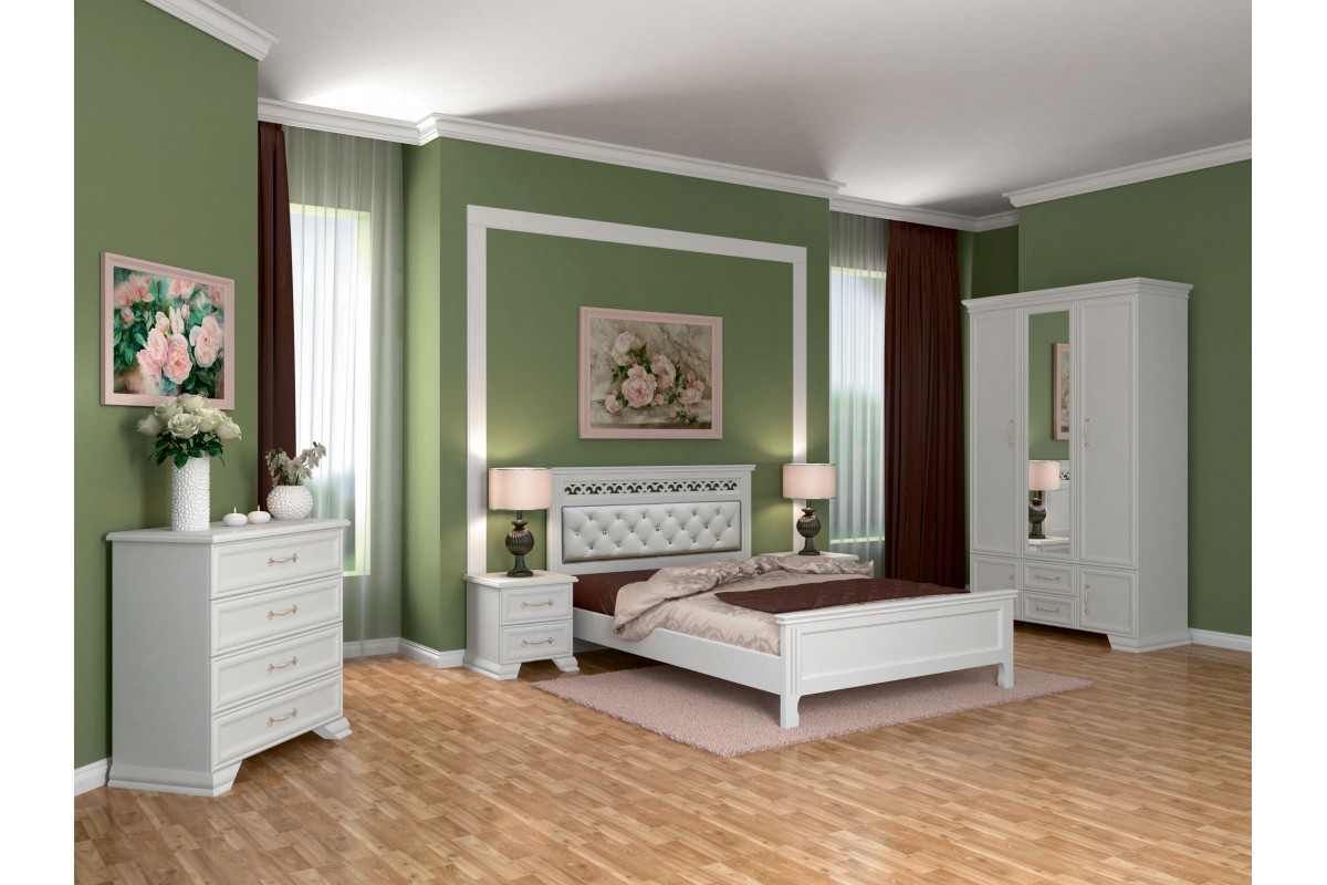 Грация шкаф ШР-3 для одежды белый с зеркалом БРАВОмебель