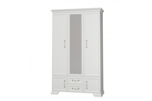 Шкаф трехдверный Грация ШР-3 белый с зеркалом