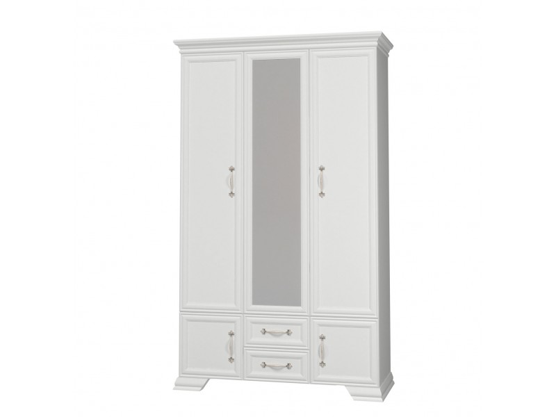 Шкаф трехдверный Грация ШР-3 белый с зеркалом