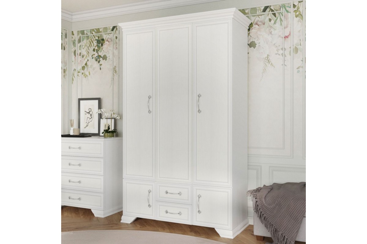 Шкаф трехдверный Грация ШР-3 белый без зеркал - распродажа