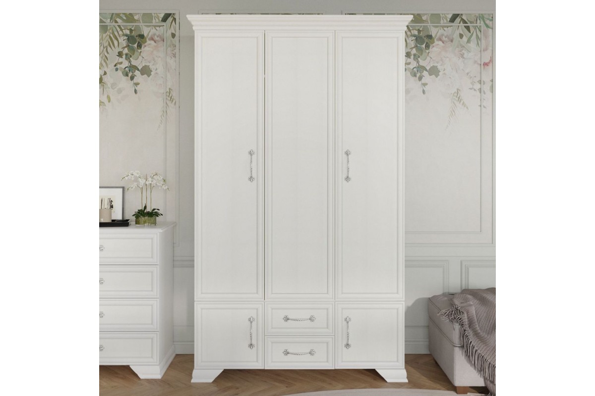 Шкаф трехдверный Грация ШР-3 белый без зеркал - распродажа