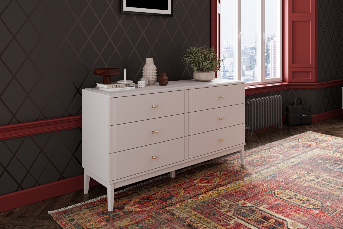 ДЖАЛИ (льняной) - Комод 6 ящиков БРАВОмебель
