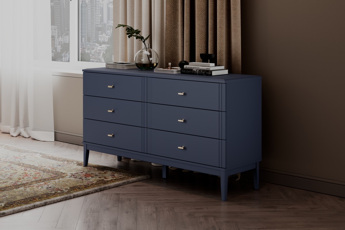ДЖАЛИ (Тёмный Лазурный) - Комод 6 ящиков БРАВОмебель