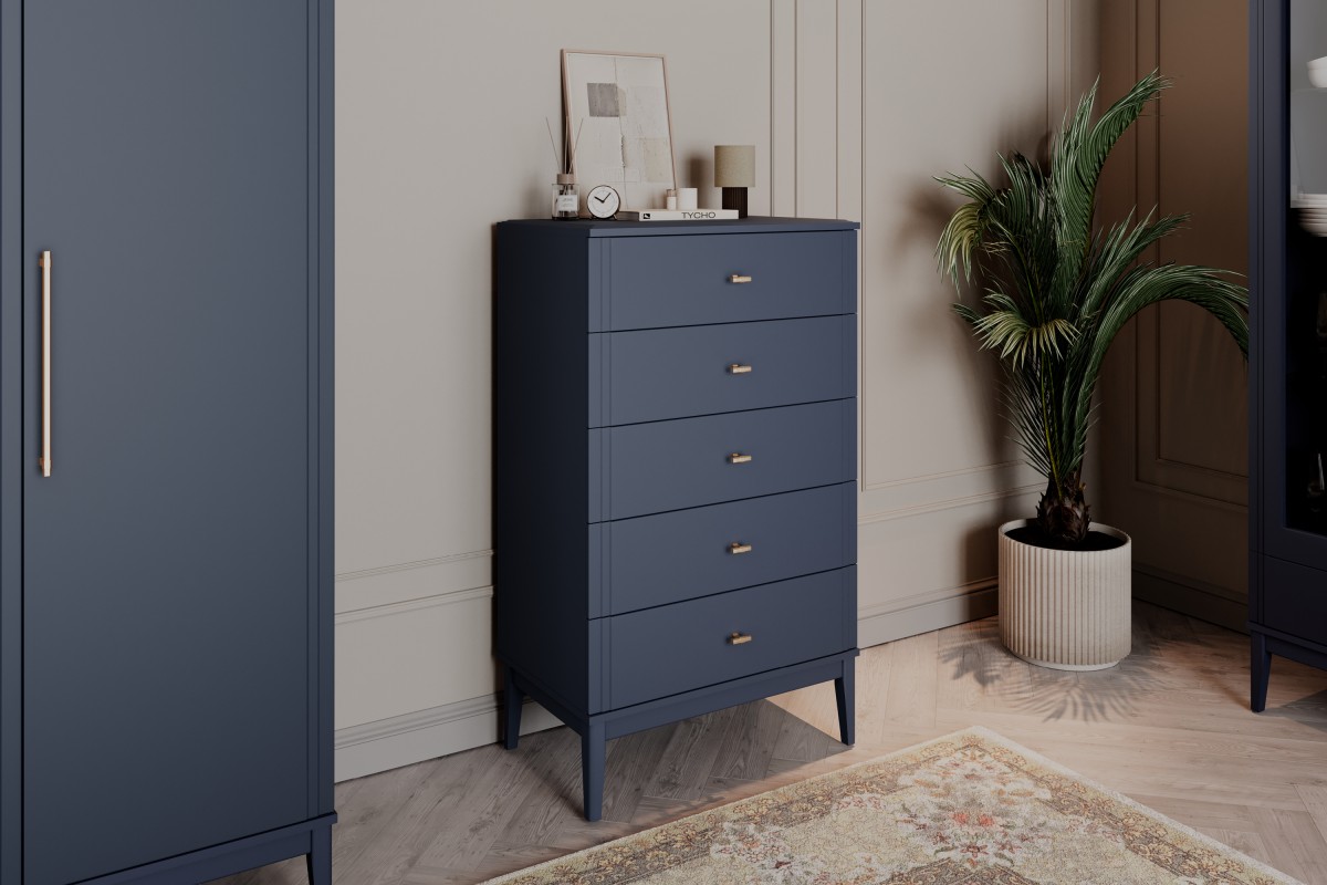 ДЖАЛИ (Тёмный Лазурный) - Комод 5 ящиков БРАВОмебель
