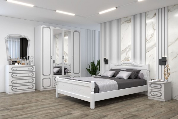 Модульная спальня Лакированный Белый Жемчуг от БРАВОмебель