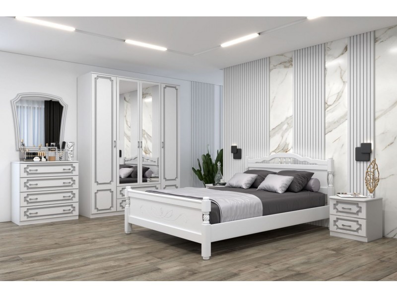 Модульная спальня Лакированный Белый Жемчуг от БРАВОмебель