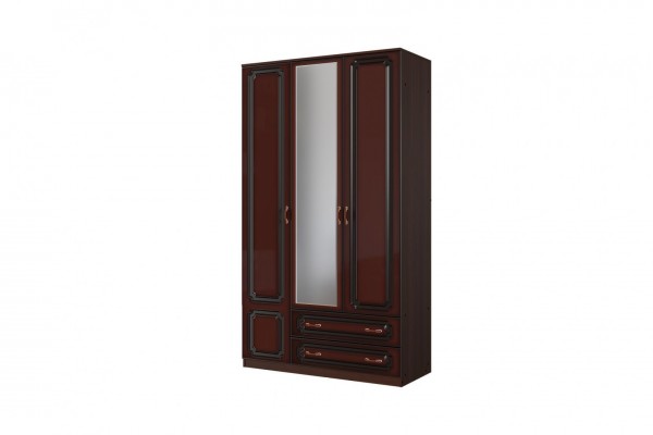 Спальня Лакированный орех темный - Шкаф распашной ШР-3 с 1 зеркалом