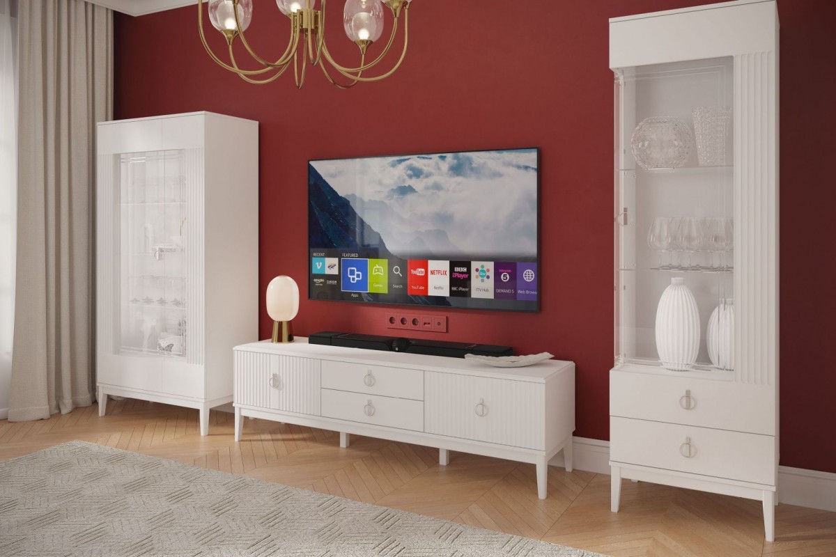 Фарго (Белый лак) - Тумба для ТВ - 4 ящика