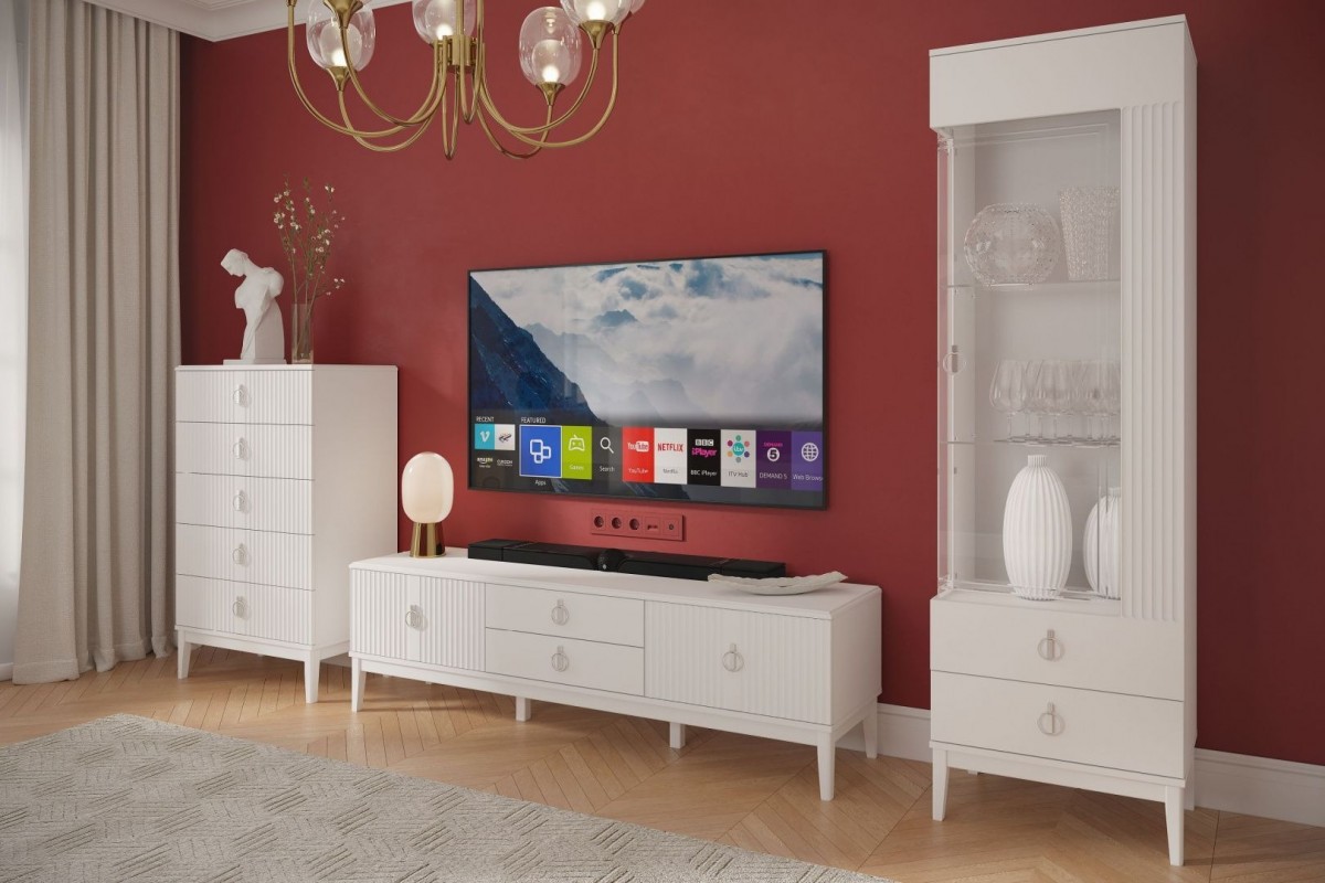 Фарго (Белый лак) - Комод 5 ящиков, вариант 1