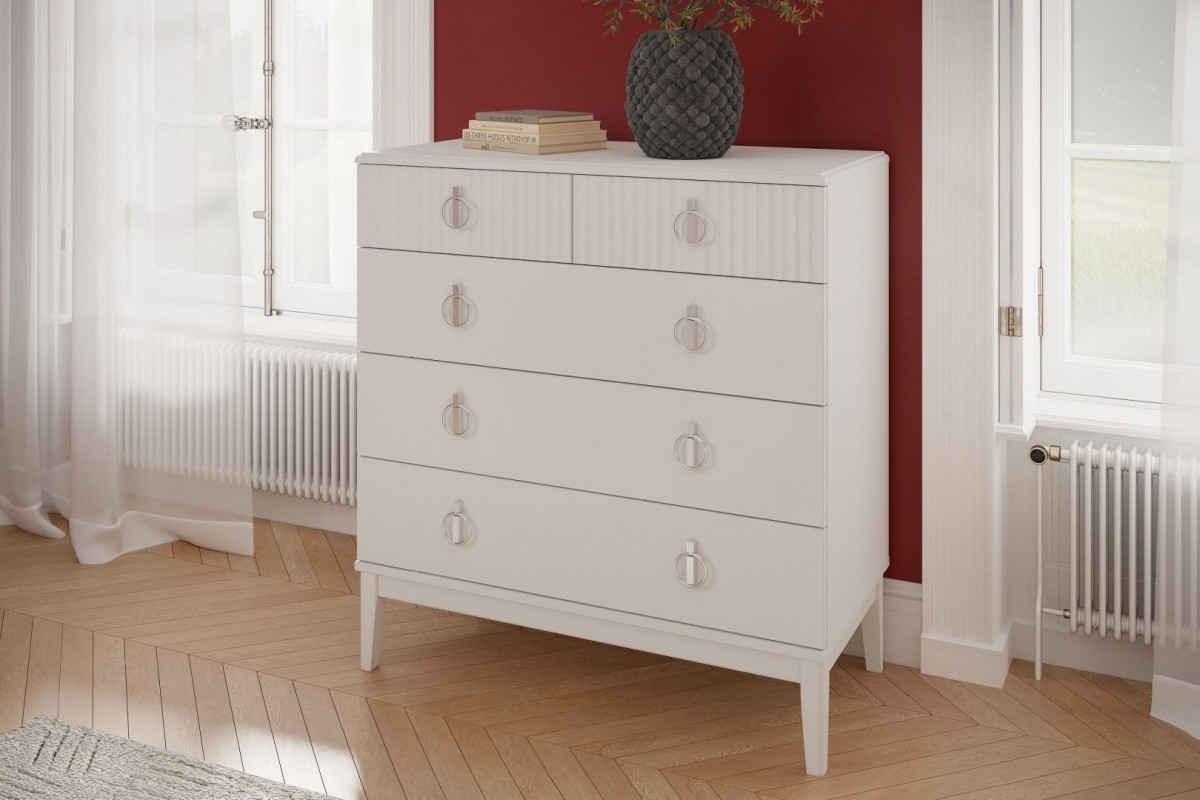 Фарго (Белый лак) - Комод 5 ящиков вариант 2