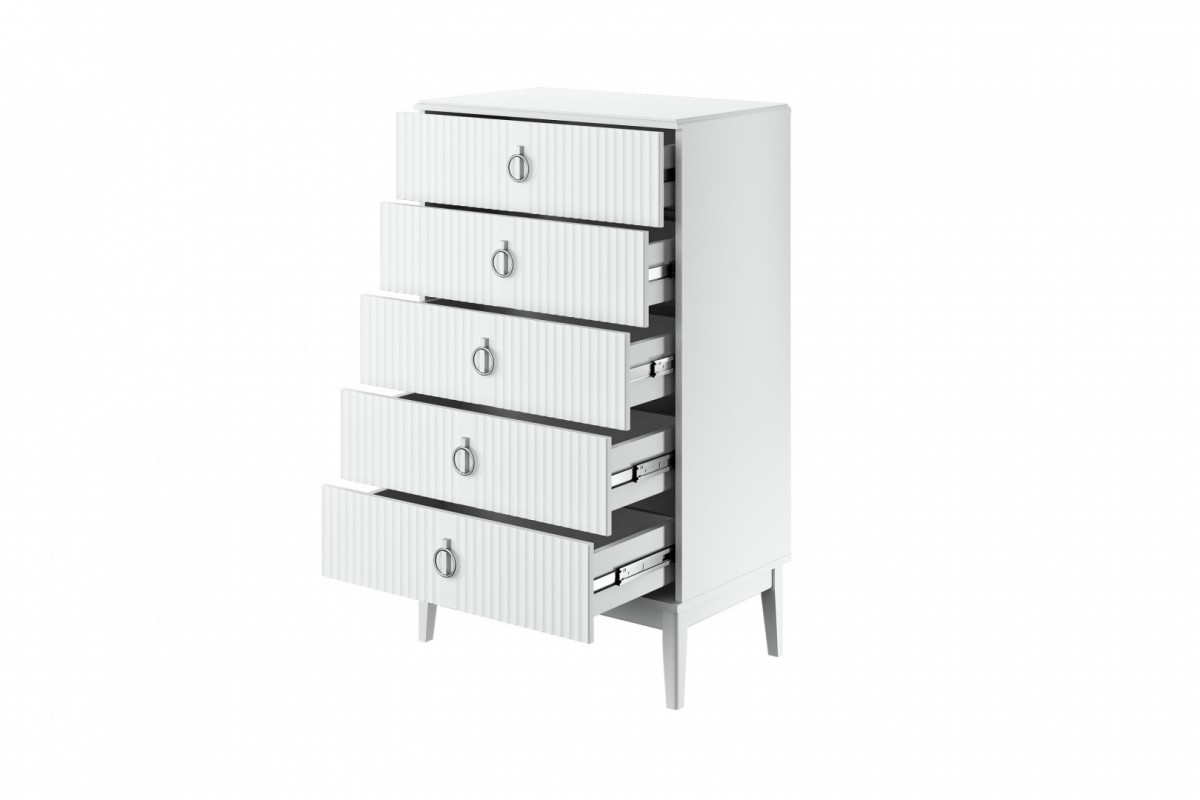 Фарго (Белый лак) - Комод 5 ящиков, вариант 1