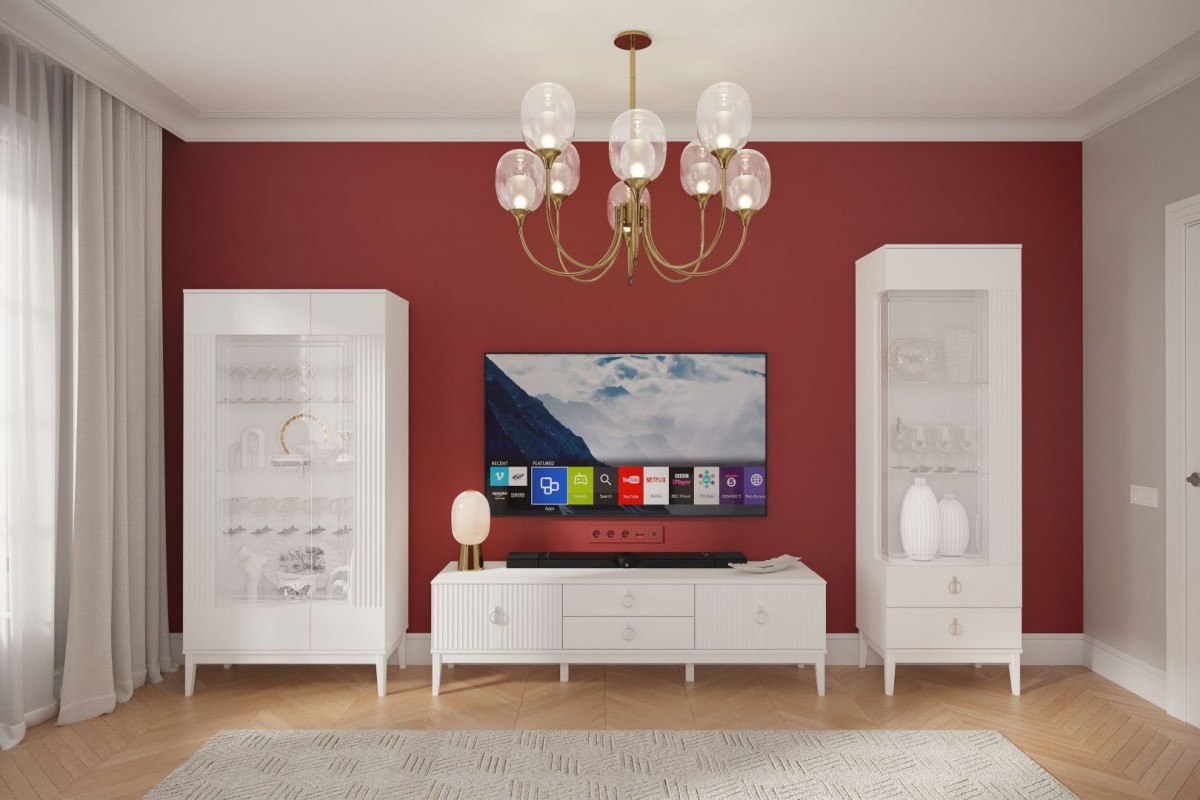 Фарго (Белый лак) - Шкаф-витрина ШР-2