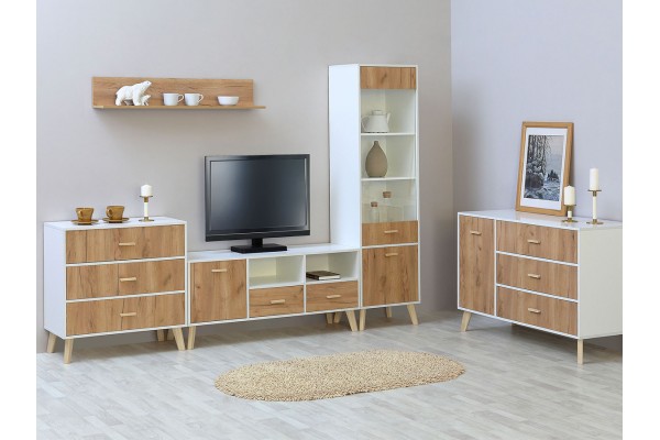 Модульная гостиная Скандик Дуб Крафт золотой