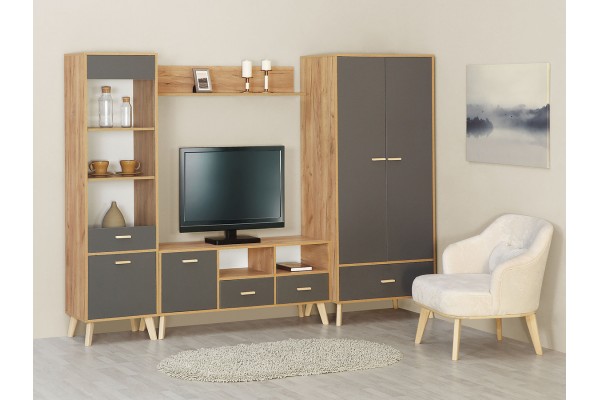 Модульная гостиная Скандик Графит серый