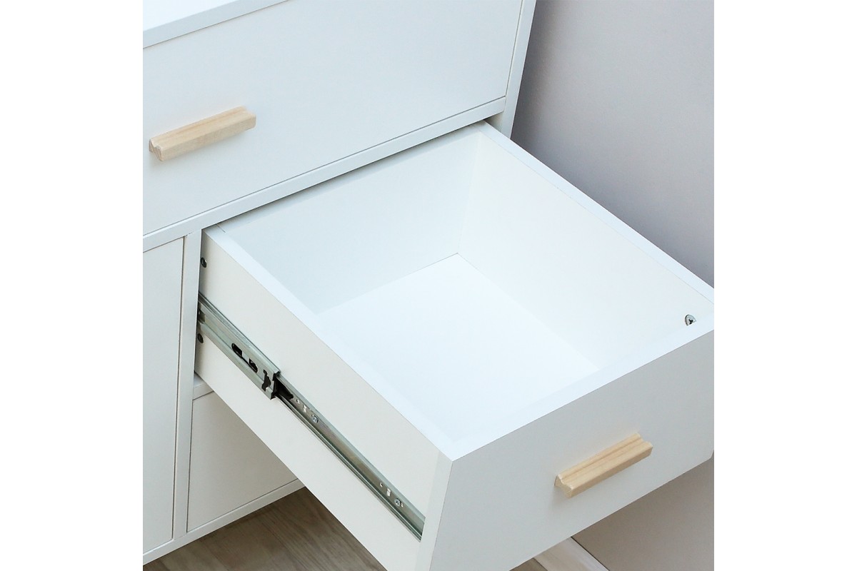 Скандик-1 комод 800 3 ящика, 1 дверь белый жемчуг