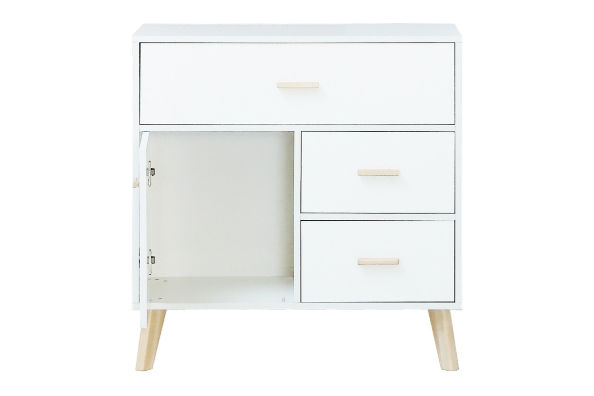 Скандик-1 комод 800 3 ящика, 1 дверь белый жемчуг