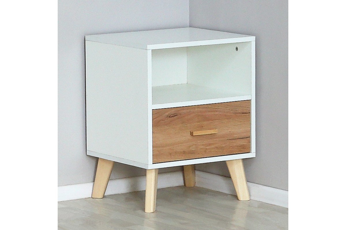 Скандик-2 тумба прикроватная с ящиком и полкой дуб крафт золотой