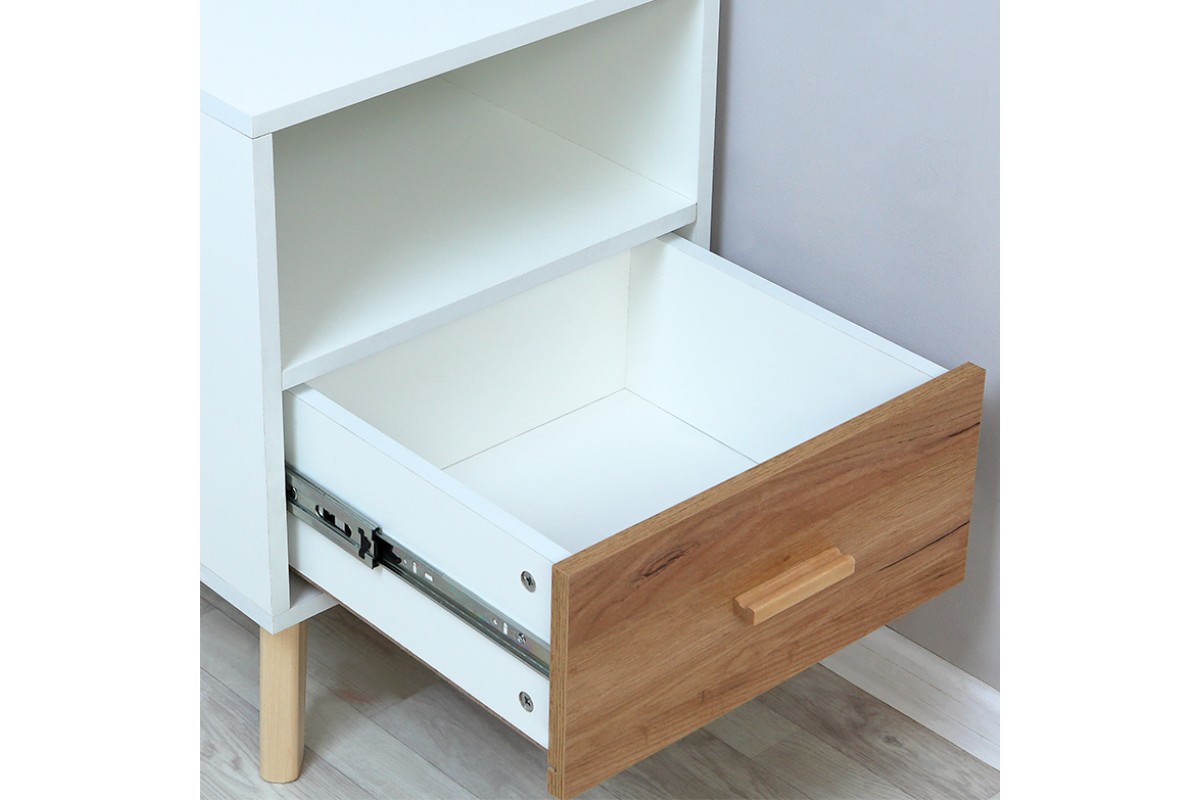 Скандик-2 тумба прикроватная с ящиком и полкой дуб крафт золотой