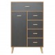 Скандик-3 комод высокий 5 ящиков, 1 дверь графит серый