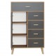 Скандик-3 комод высокий 5 ящиков, 1 дверь графит серый
