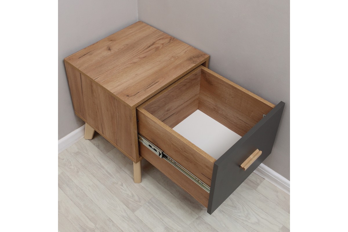 Скандик-3 тумба прикроватная с ящиком графит серый
