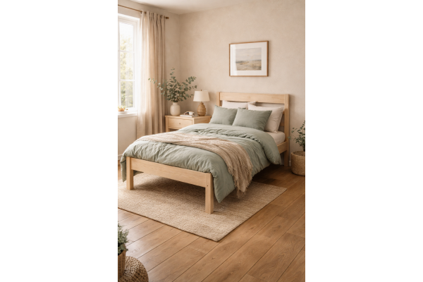 Кровать "Эко-Массив" с высокими ножками и реечным настилом - распродажа