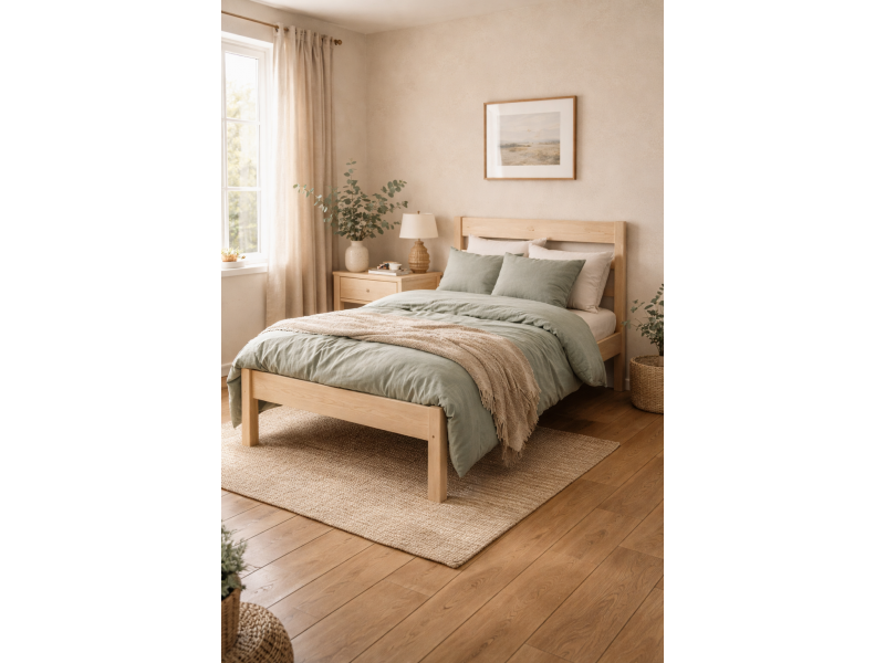 Кровать "Эко-Массив" с высокими ножками и реечным настилом - распродажа