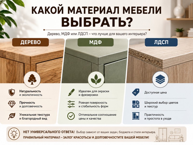 Дерево, МДФ или ЛДСП – простыми словами о важном при выборе мебели
