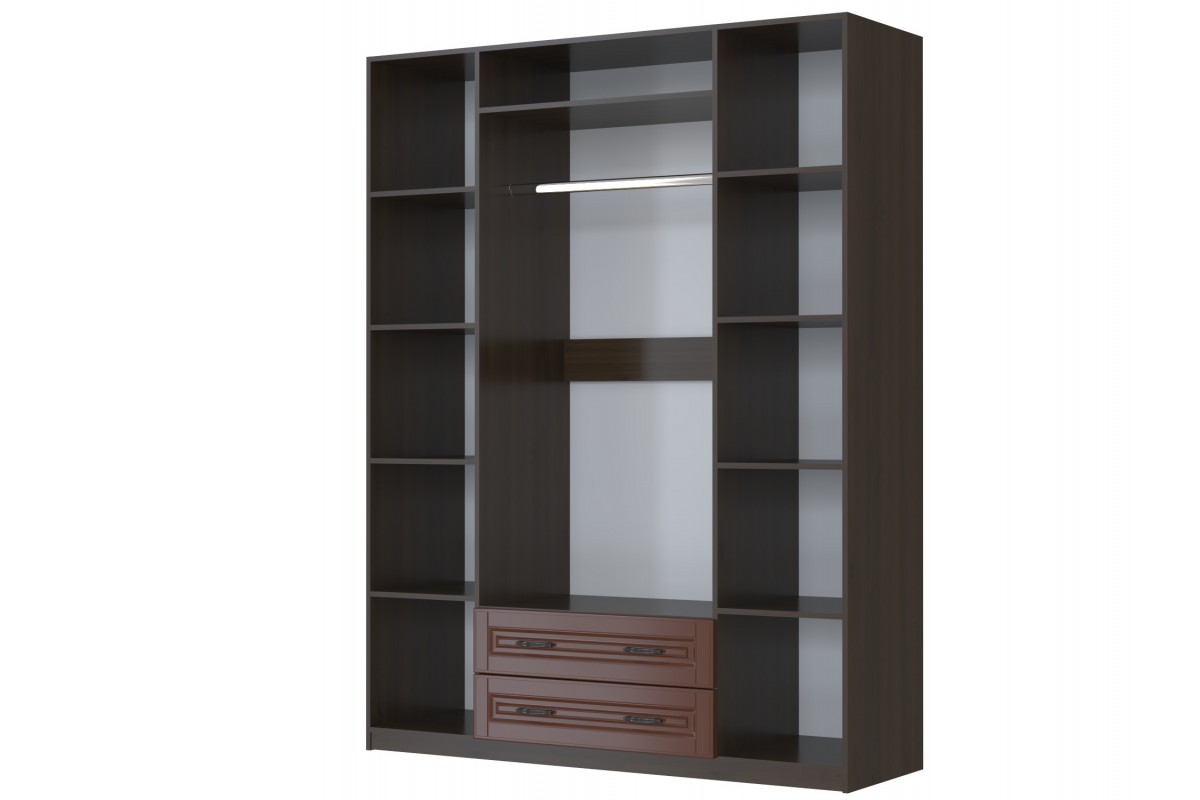 Кантри шкаф ШР-4 с зеркалами лак-орех БРАВОмебель