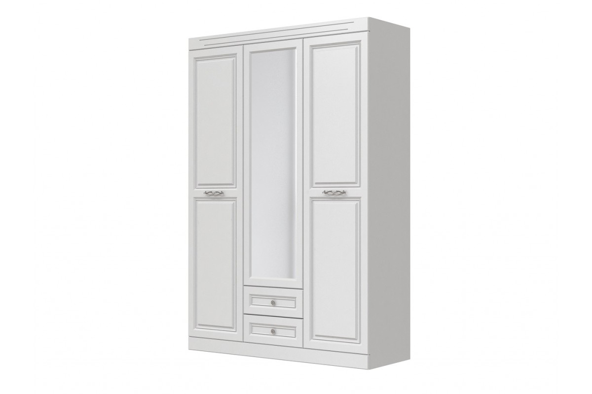 Олимп шкаф для одежды ШР-3 БРАВОмебель  лак белый