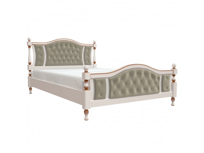 Кровать Жасмин из массива сосны 160 см дуб молочный с основанием