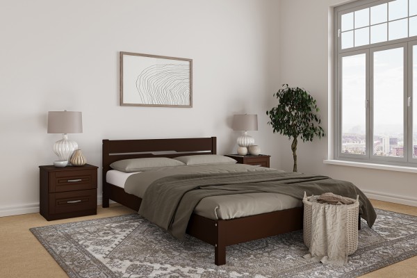 Кровать «Вероника-5» 160х200 из массива сосны (цвет орех) с основанием