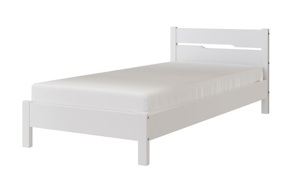 Кровать «Вероника-5» 90х200 из массива сосны (белый античный) с основанием