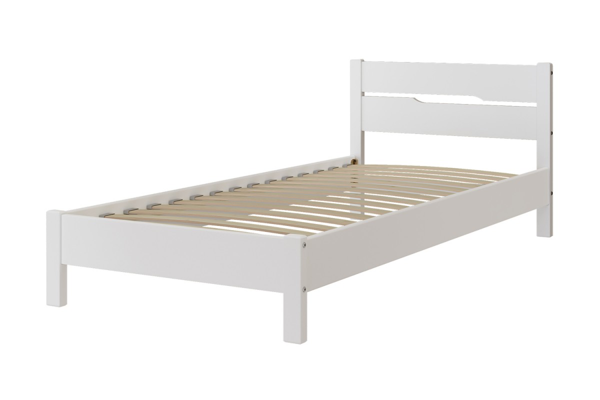 Кровать «Вероника-5» 90х200 из массива сосны (белый античный) с основанием