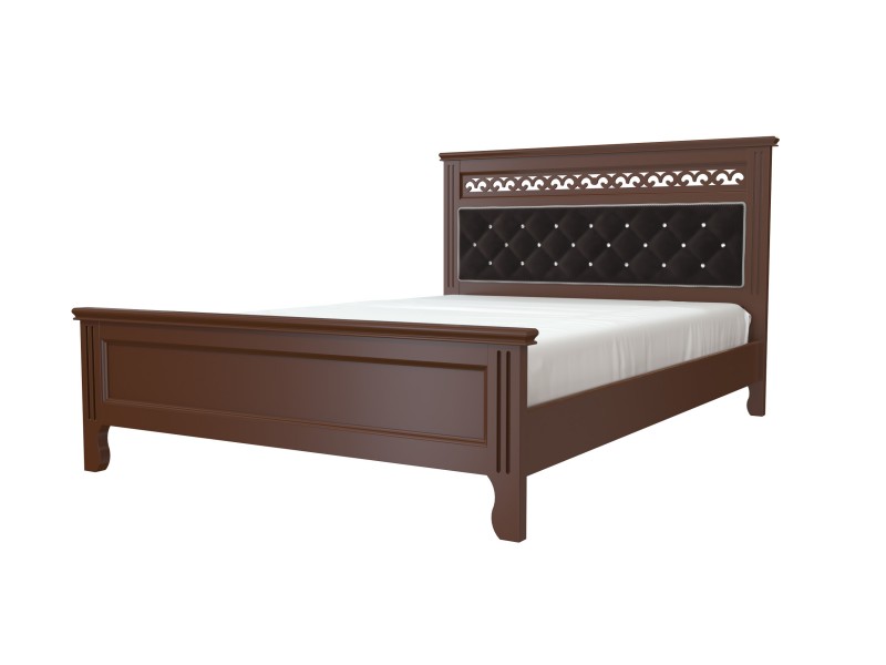 Кровать «Грация» 160х200 из массива сосны с мягким изголовьем (орех) и основанием