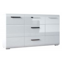 ДОМИНО  Комод 3 ящика 2 двери Белый / Белый глянец
