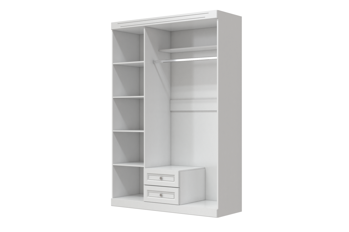Олимп шкаф для одежды ШР-3 БРАВОмебель  лак белый